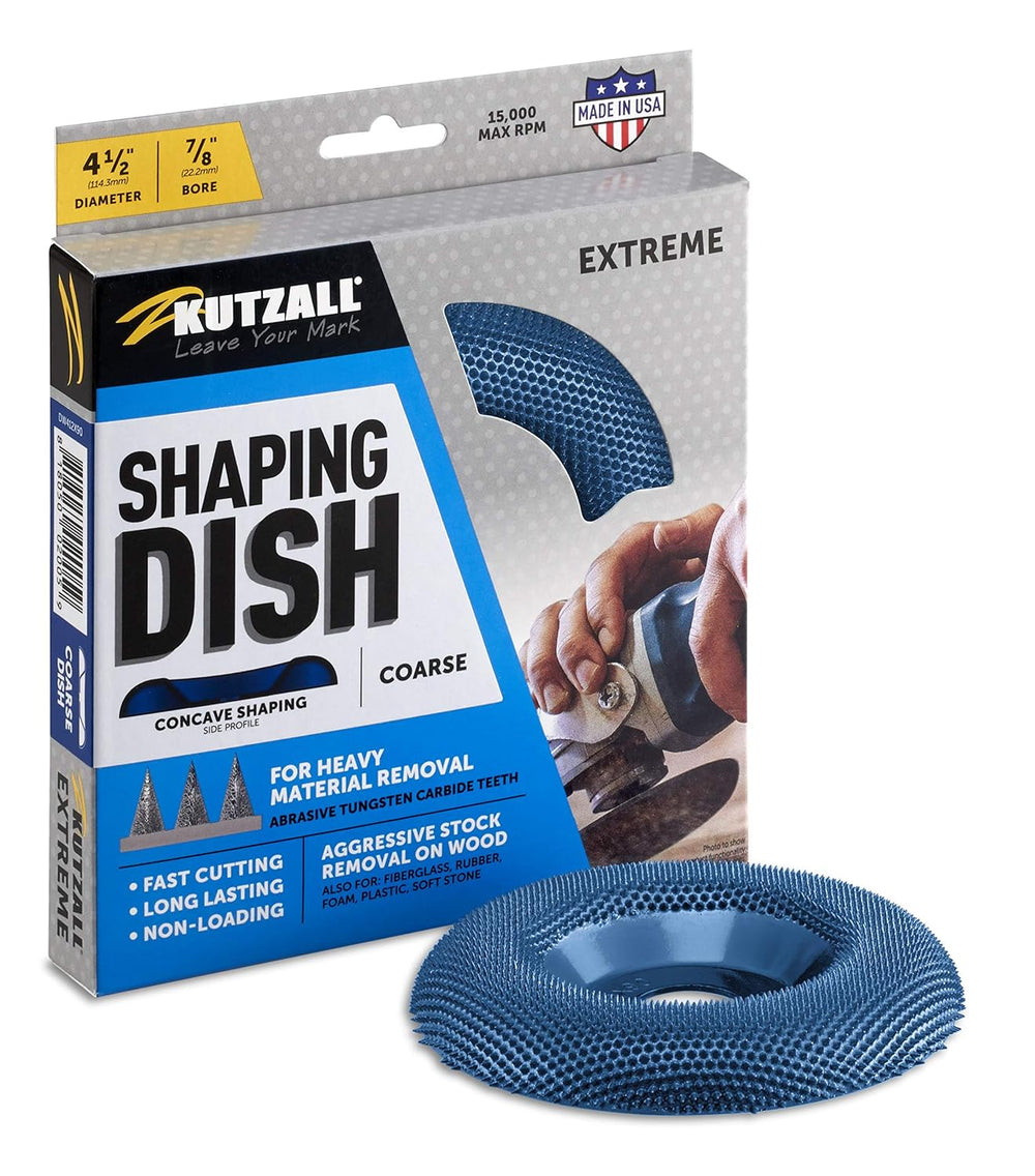 Kutzall 4-1/2" Wood Carving Dish Wheel for Angle Grinders, Coarse