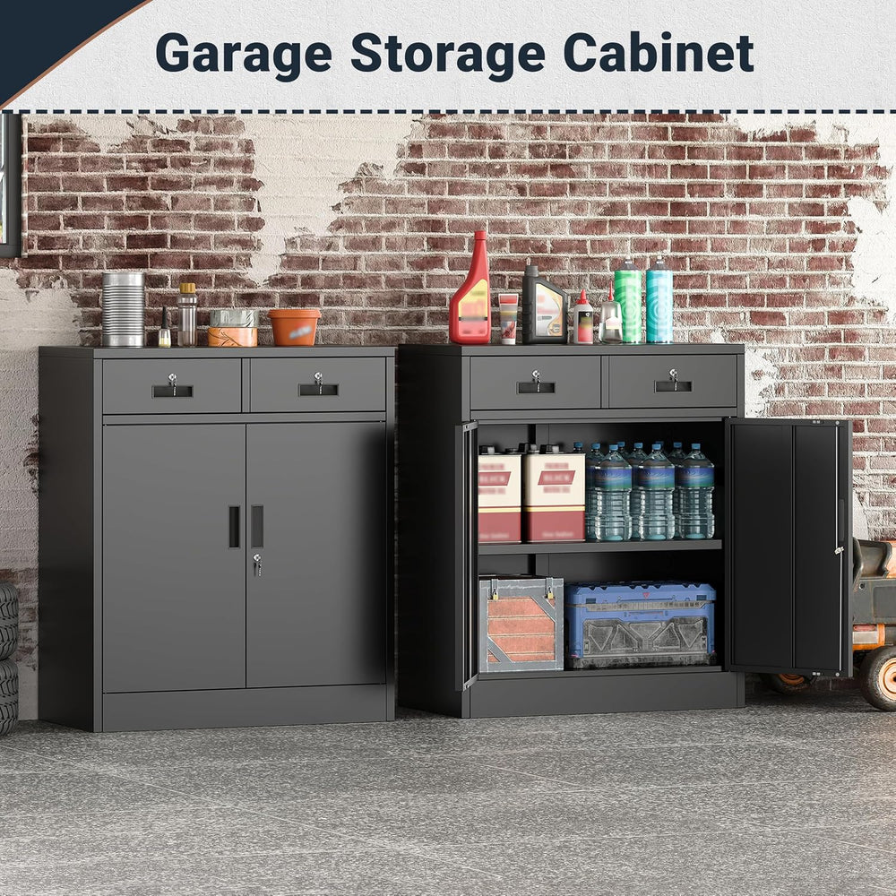 BESFUR Metal Storage Cabinet, Garage Storage Cabinet with 2 Drawers and Adjus...