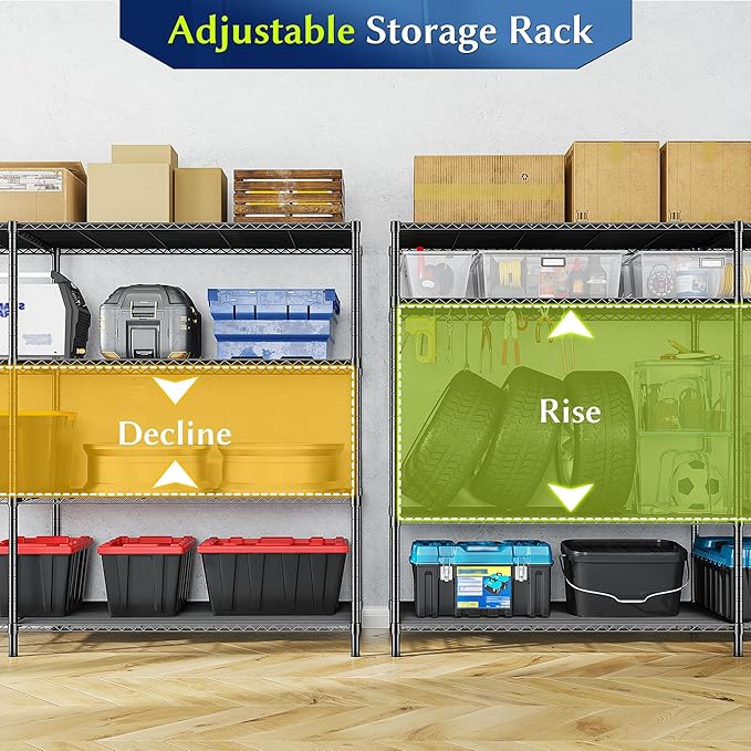 52.36''W Storage Shelves Metal Shelving Unit Load 1120LBS 4 Tier Wire...
