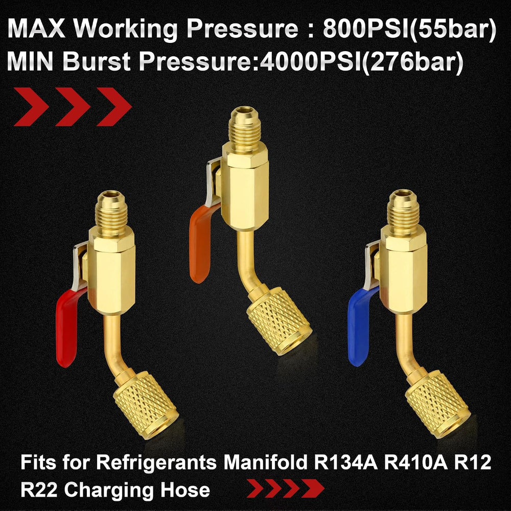 HVAC Ball Valve Core Removal Tool Set,for R410A,R134A,R12 22,Brass