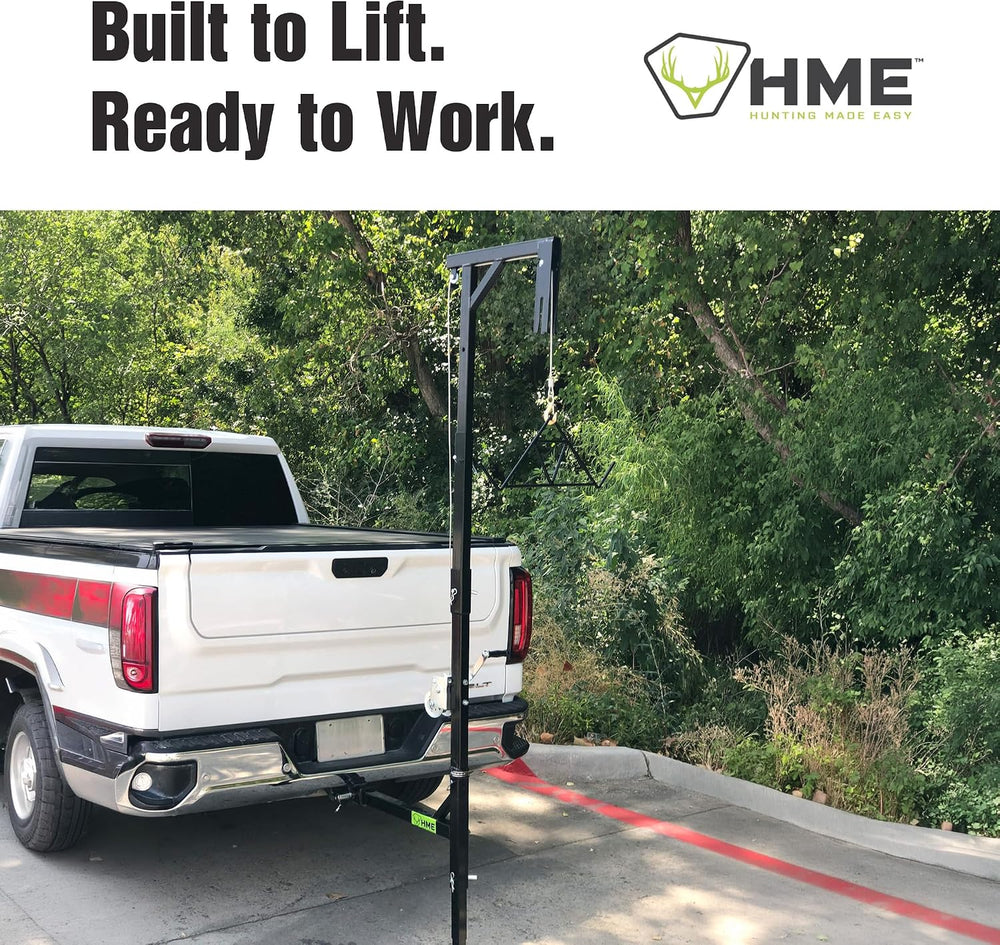 HME Truck Hitch Game Hoist Kit with Winch and Gambrel, 400 lb Capacity