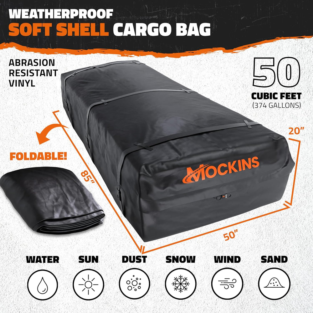 Mockins XXL 50 CuFt Heavy Duty Car Rooftop Cargo Carrier Bag 85"x50&quot...