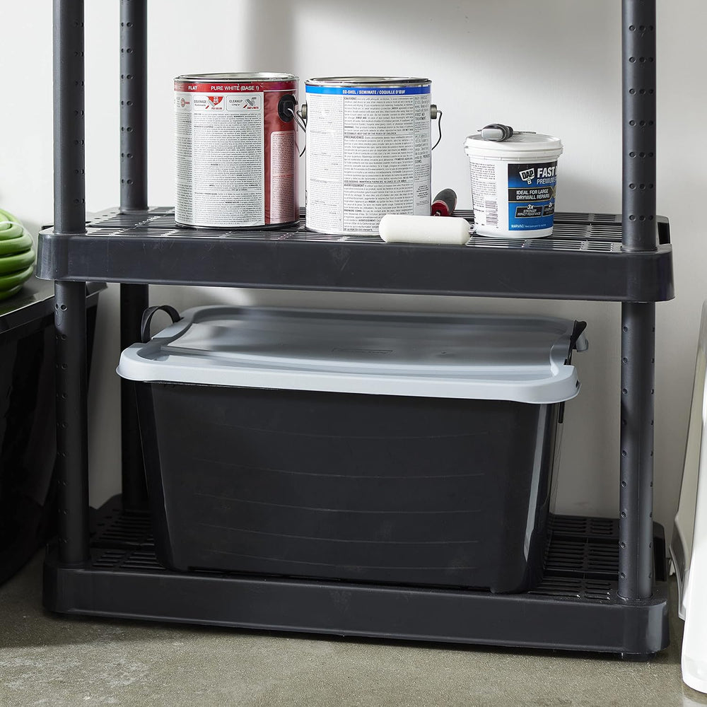 Life Story 6 Pack Stackable Storage Bin, 55 Qt Home Organizers, Black/Gray