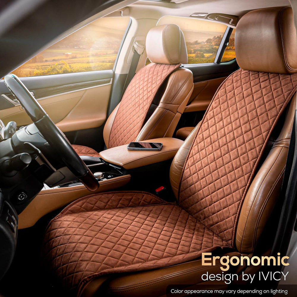 IVICY Faux Suede Front Car Seat Cover, Seat Protector, 1 Unit, Brown