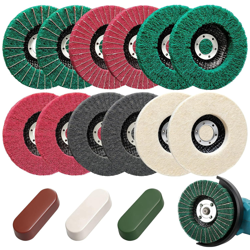 15Pcs 4.5'' Buffing Wheel & Compound Kit, Polishing Wheel for Ang...