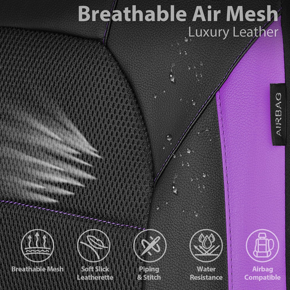 CAR PASS Leather Seat Covers, Breathable Universal Car Seat Cover Full Set fo...