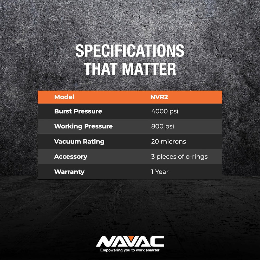 NAVAC NVR2 Valve Core Removal Tool - 1/4 & 5/16 in, 20 Micron Rated