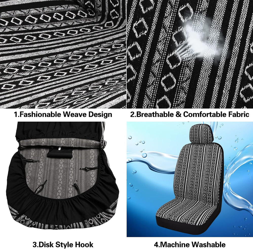 HAIYAOTIMES Baja Saddle Blanket Car Seat Covers Full Set with Seat Belt Pads,...