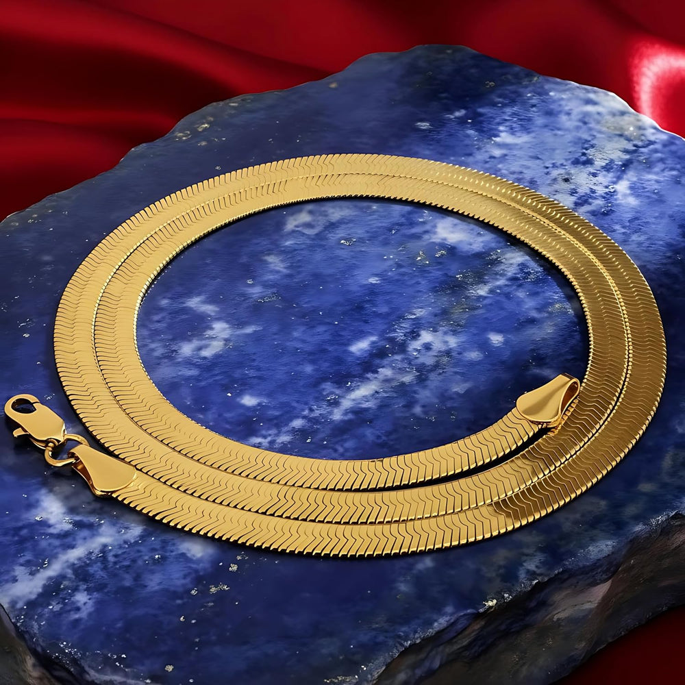 LIFETIME JEWELRY 5mm Flexible Gold Herringbone Necklace for Women & Men -...
