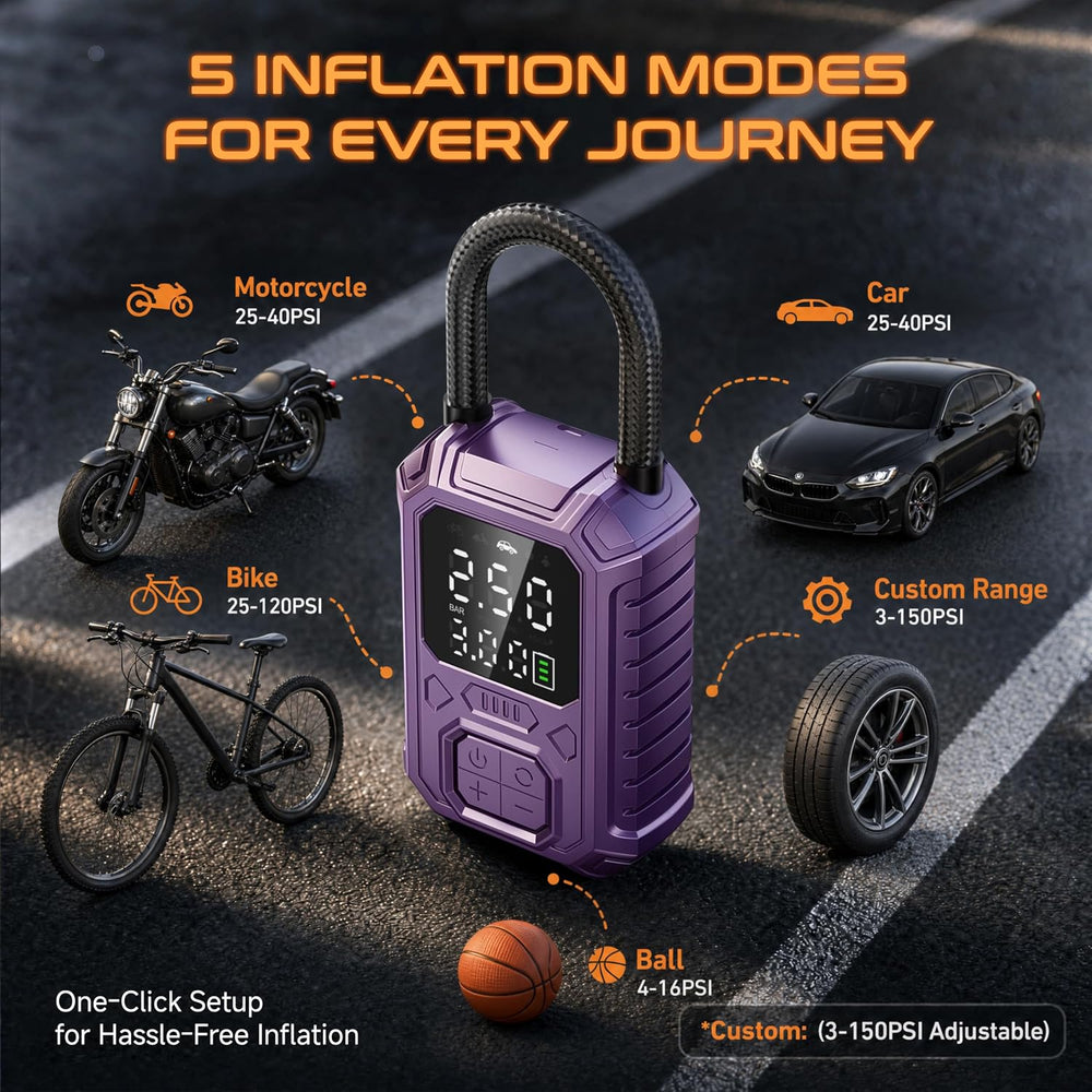 Tire Inflator Portable Air Compressor for Car, Motocycle, Bike Inflatables