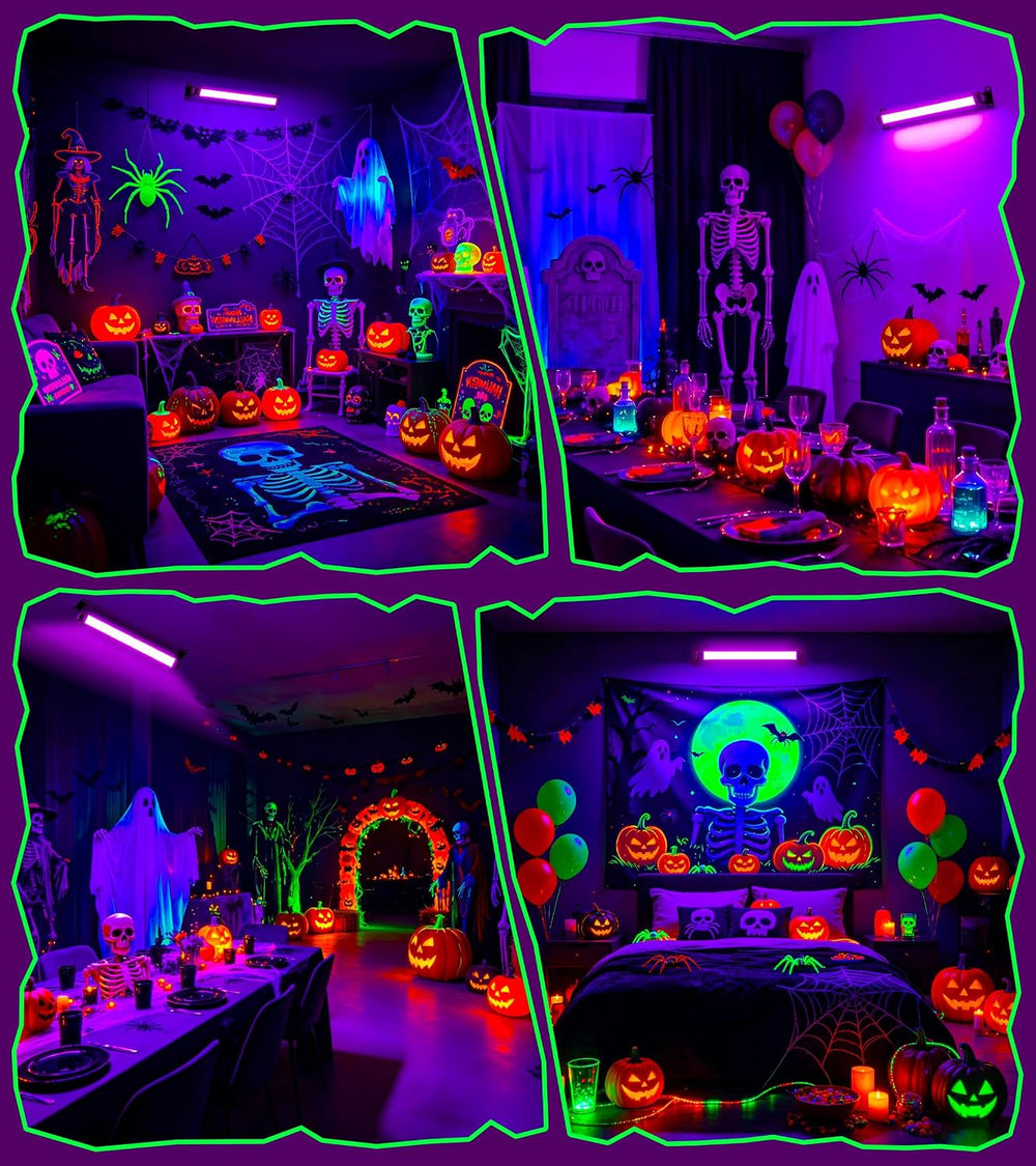 TigQiang 42W 6 Pack Black Light, Halloween Blacklight, Glow Party Supplies