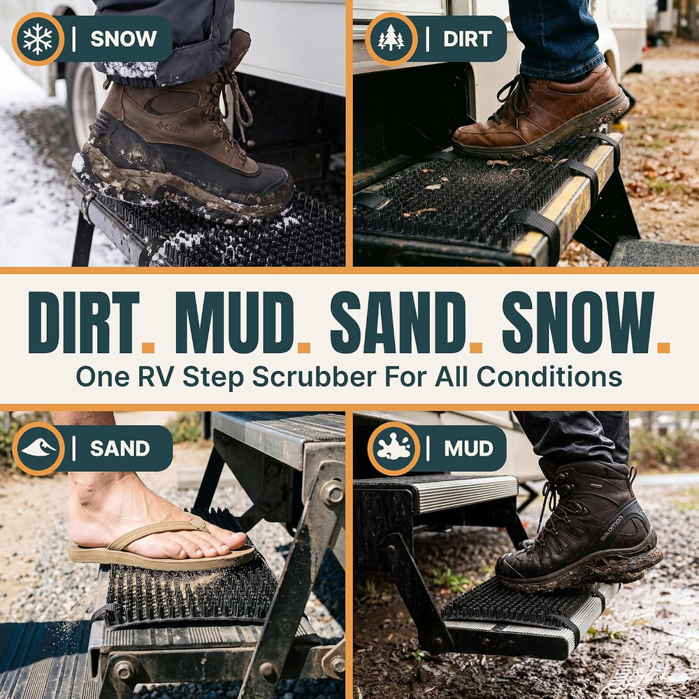 TrailScrubber RV Step Covers, Boot Brush Scrubber Mat for Camper Steps