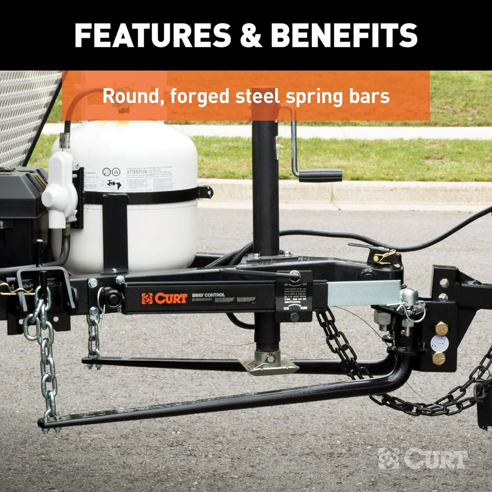 CURT 17063 Round Bar Weight Distribution Hitch with Sway Control, 14,000 lb