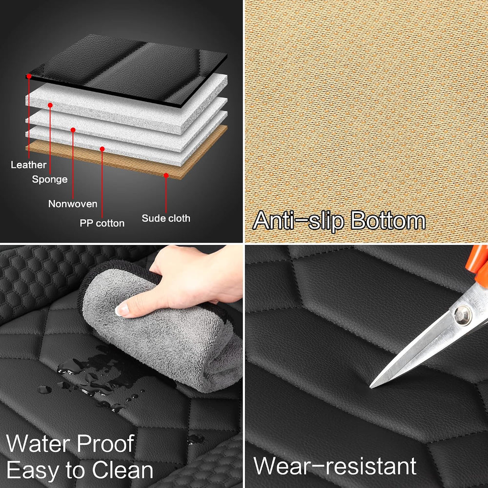 HAIYAOTIMES Leather Car Seat Covers Full Set, Waterproof Faux Leather Seat Co...