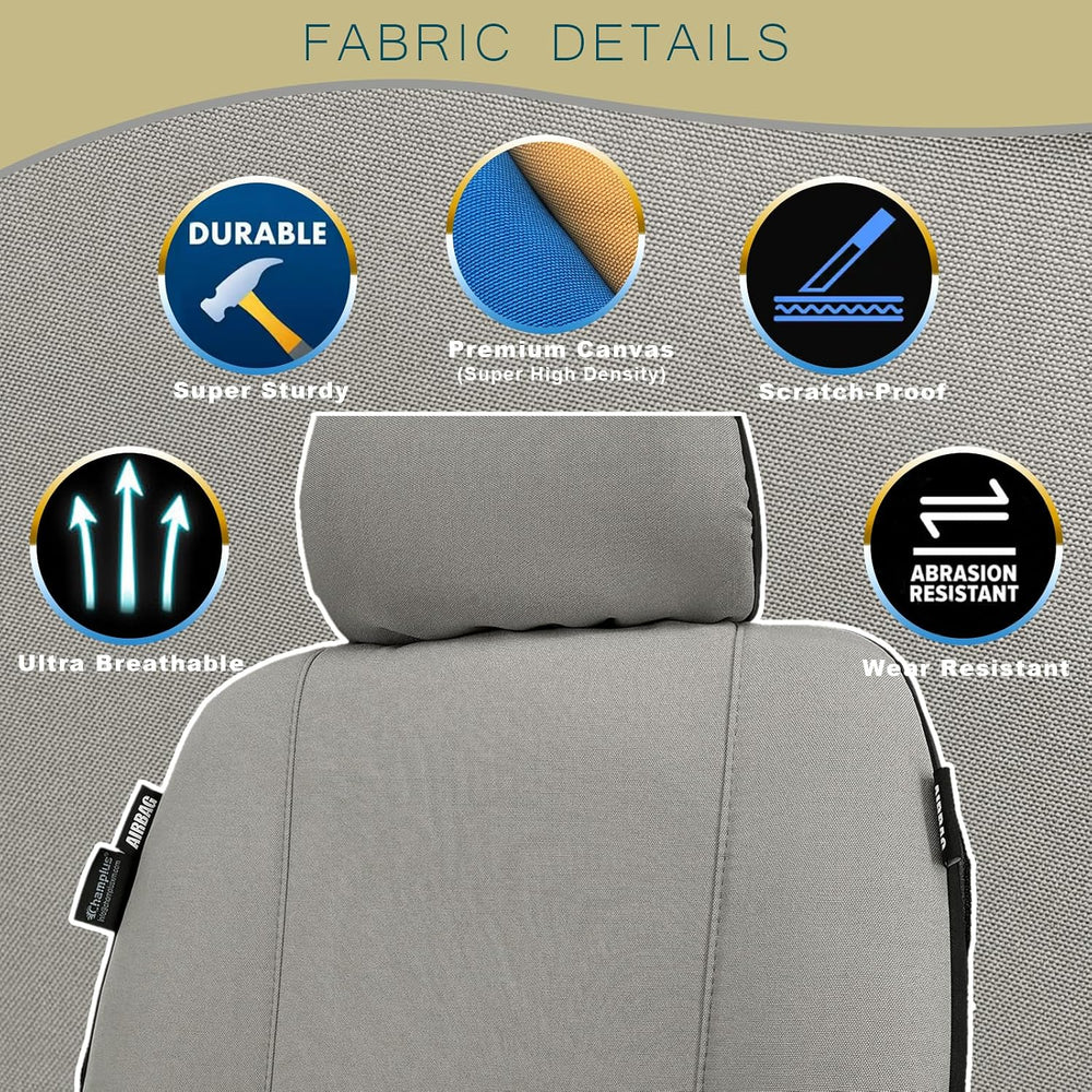 Champlus Car Seat Covers for Two Front Seats, Universal Fit, Gray