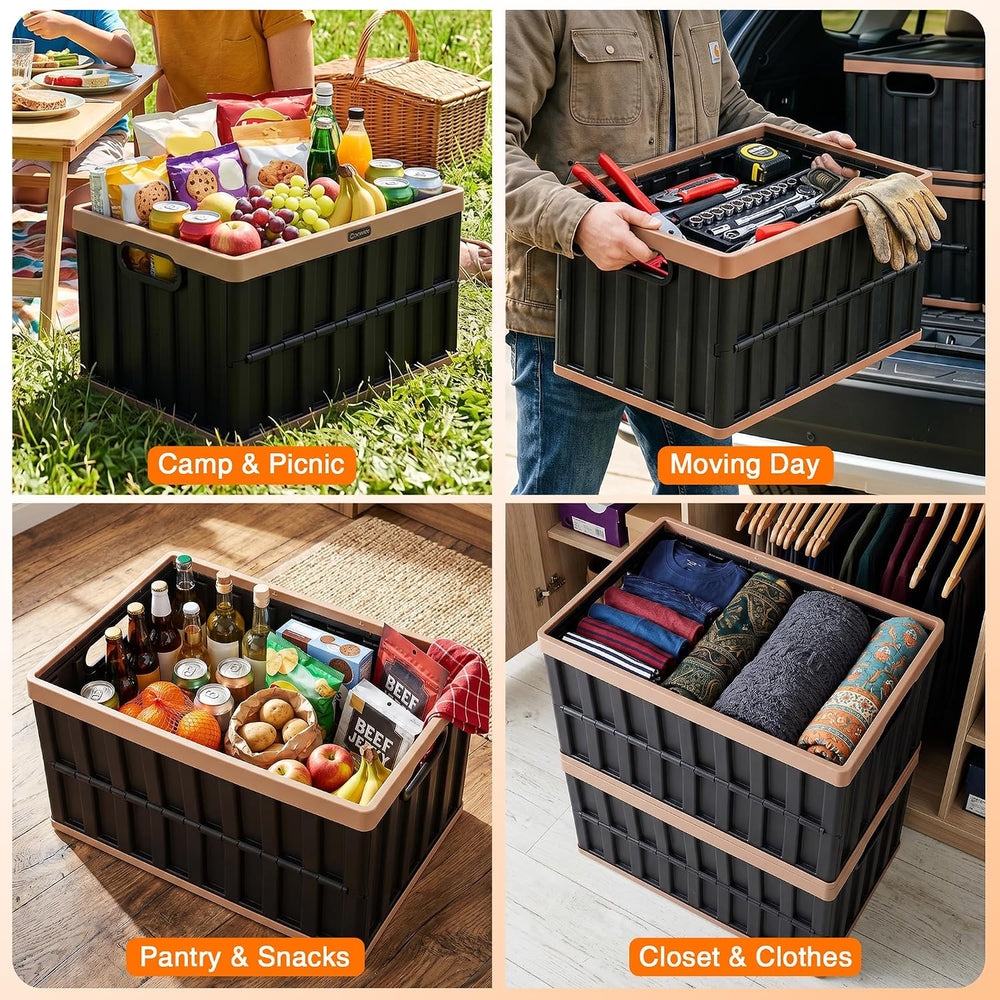 Citylife 2PC 64L Collapsible Storage Bins with Lids, Collapsible bins