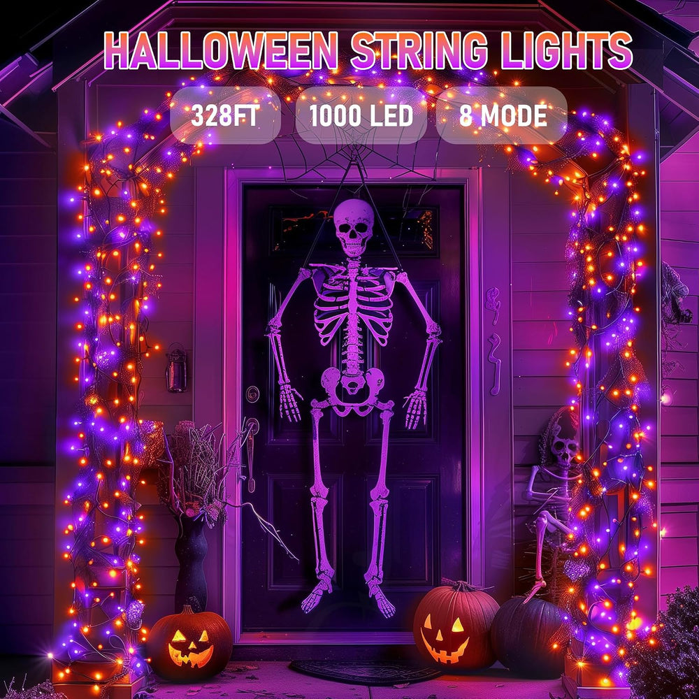 Dazzle Bright Outdoor Halloween String Lights, 1000 LED 328 FT Plug in Fairy ...