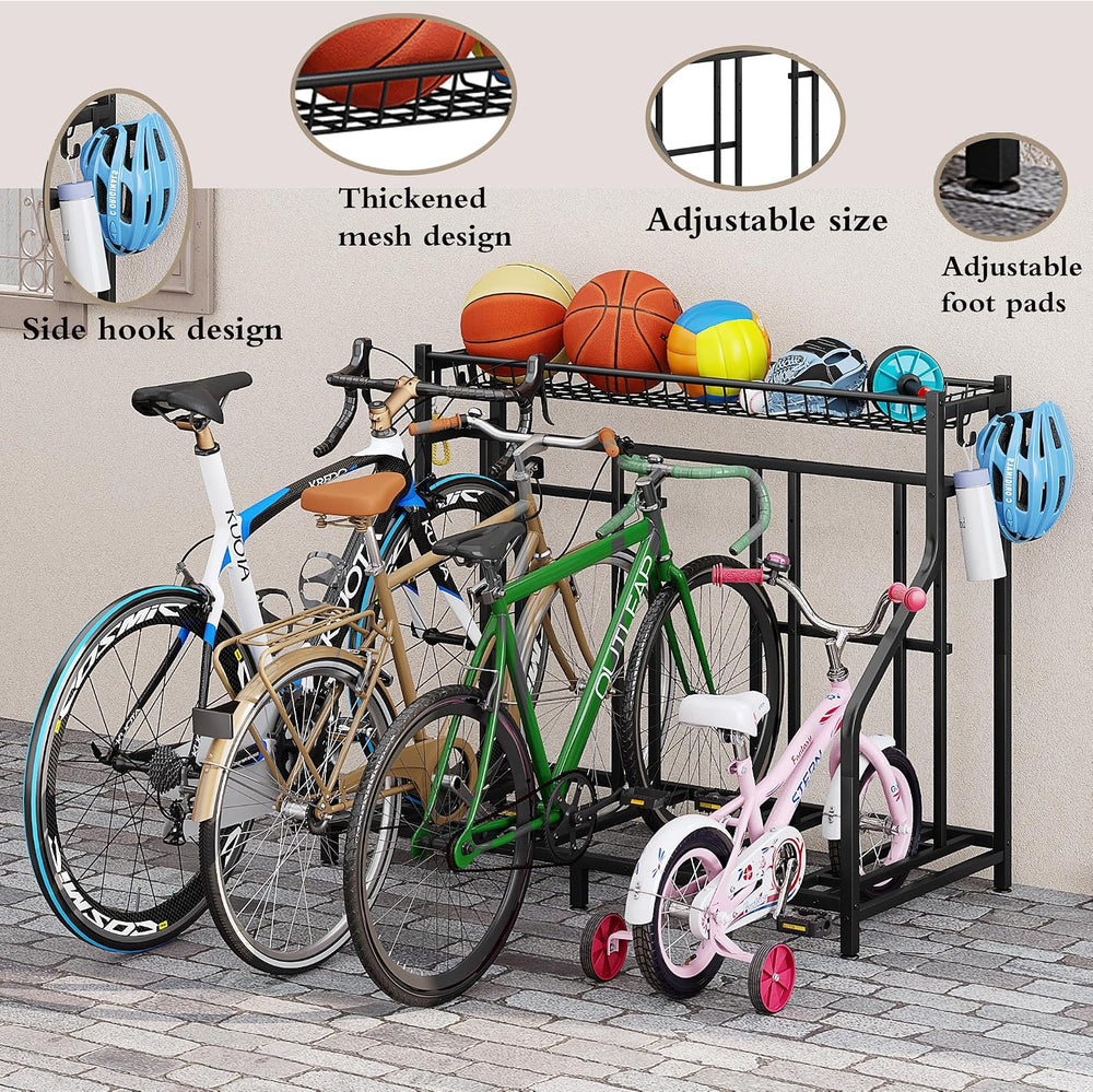 Garage Bike Rack Storage 4 bikes Stand Organizer Adjustable Holds