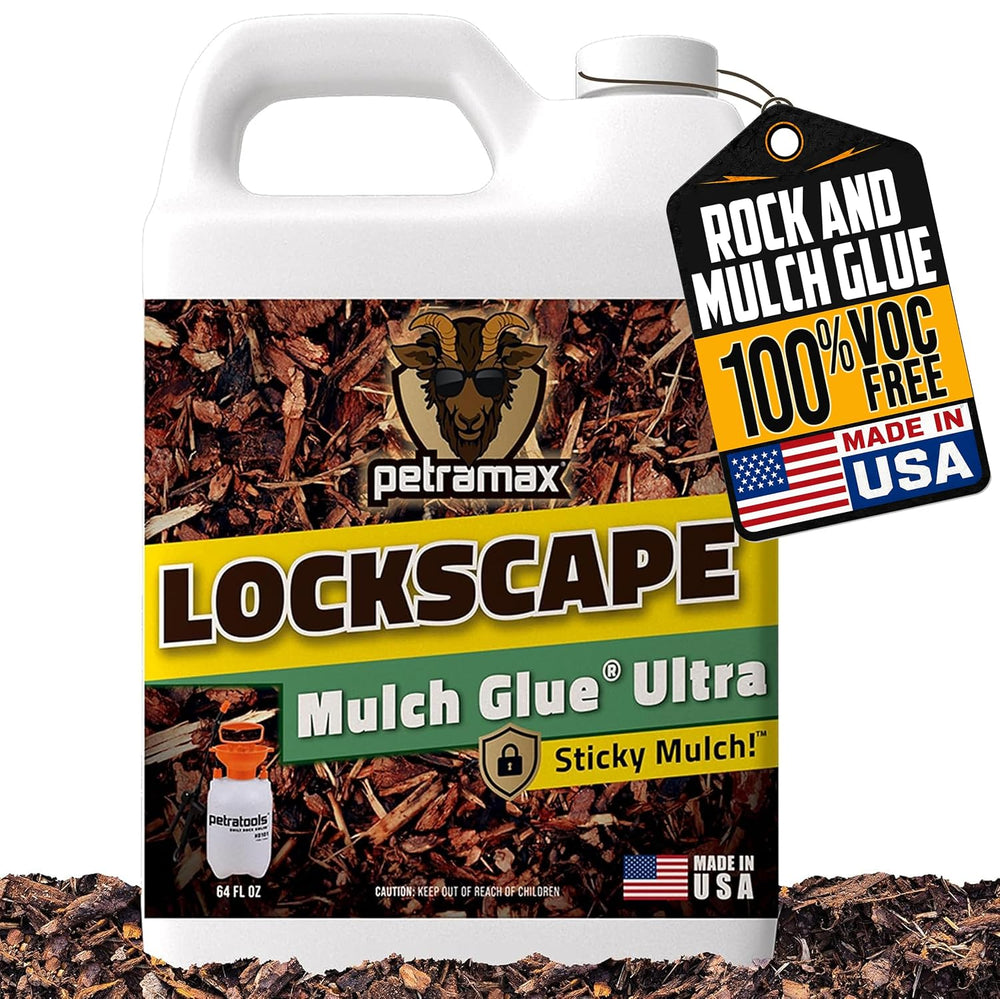 PetraMax Lockscape Rock and Mulch Glue for Landscaping, Ultra Conc. 64 oz