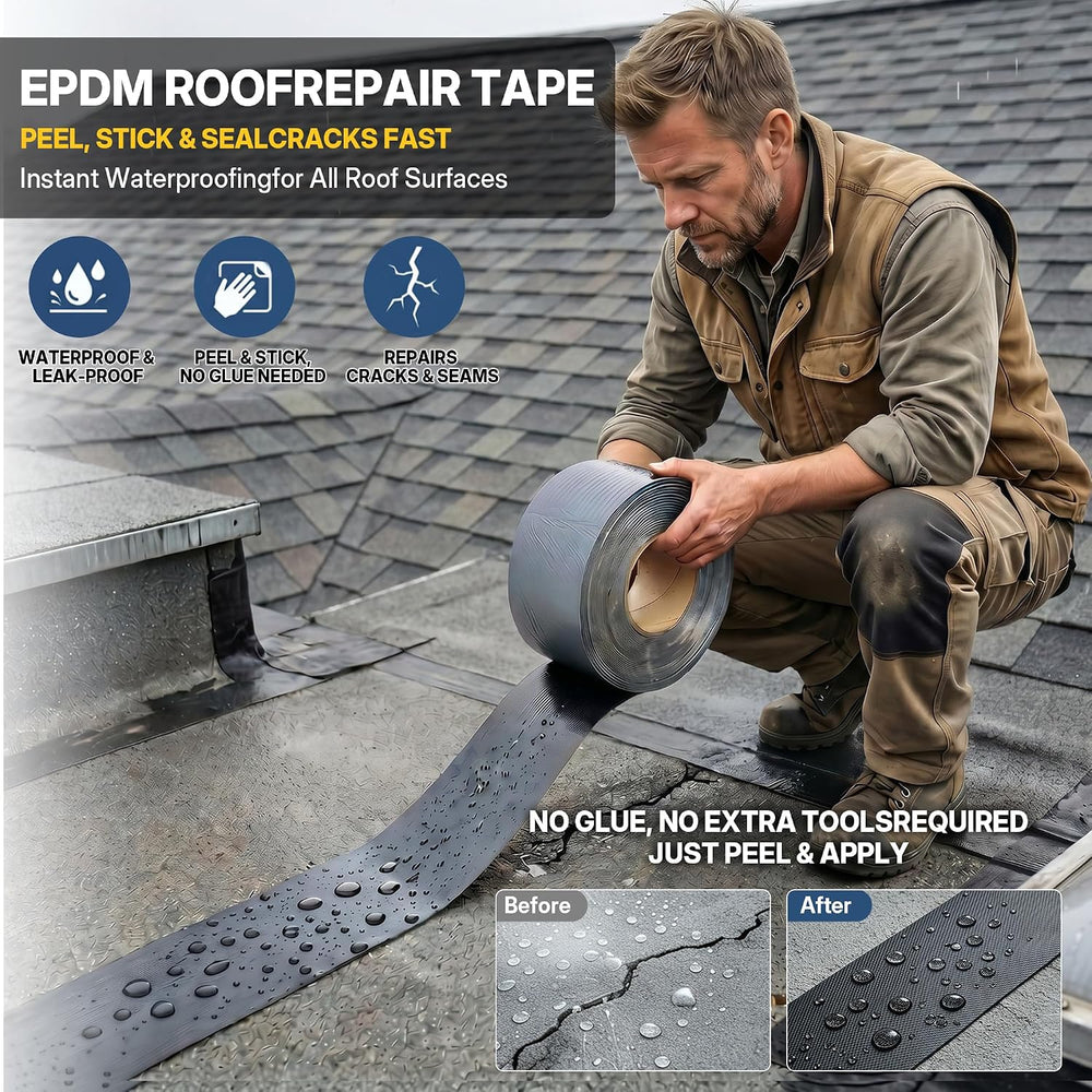65.6ft X 4in EPDM Rubber Roofing Seam Tape, Self Adhesive Butyl Sealant Tape ...