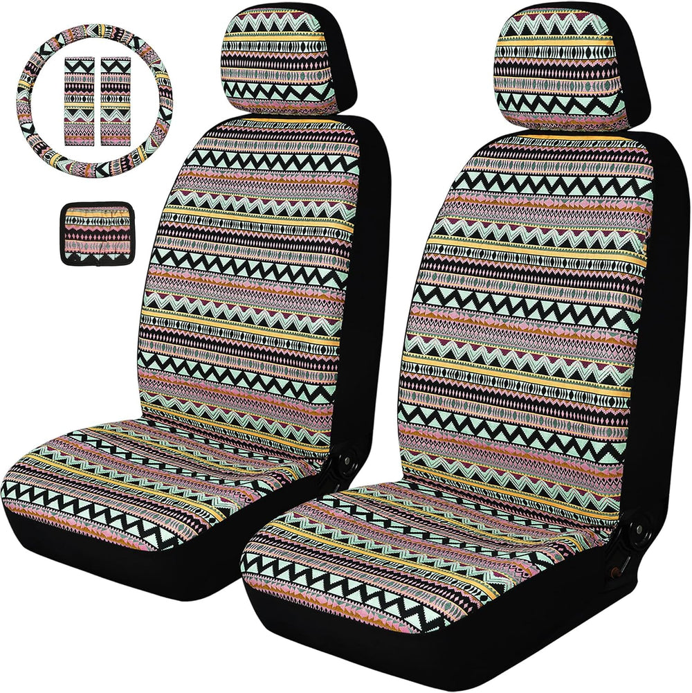 Baja Saddle Blanket Front Car Seat Covers Boho Striped Woven Covers