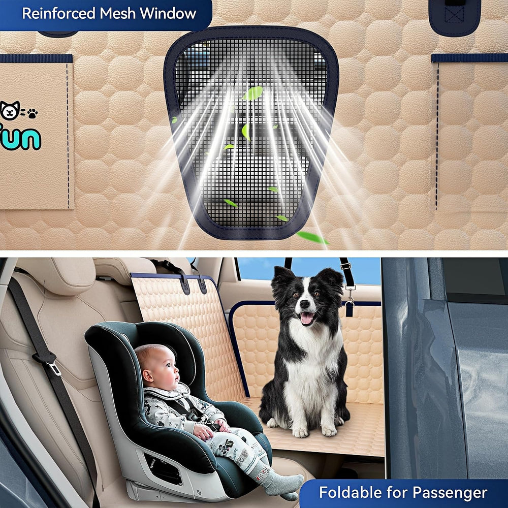 Hard Bottom Dog Car Seat Cover, PU Leather Back Seat Extender for Dogs