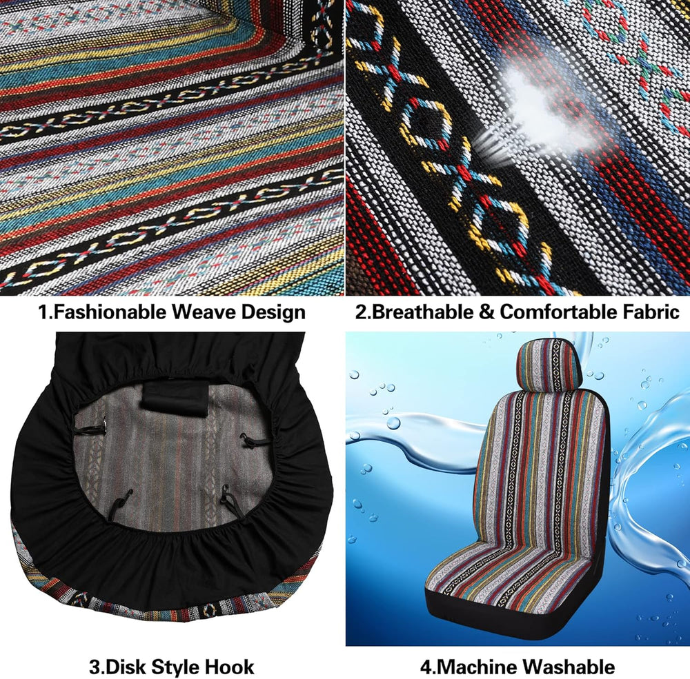 Pariitadin Baja Saddle Blanket Car Seat Covers Full Set with Seat Belt Pads, ...