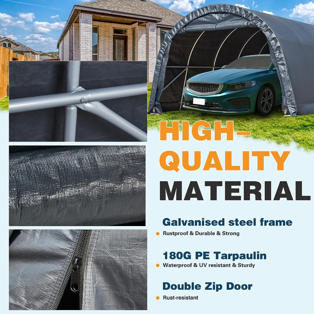 12x24FT Heavy Duty Carport, Portable Garage with Reinforced All-Steel Frame a...