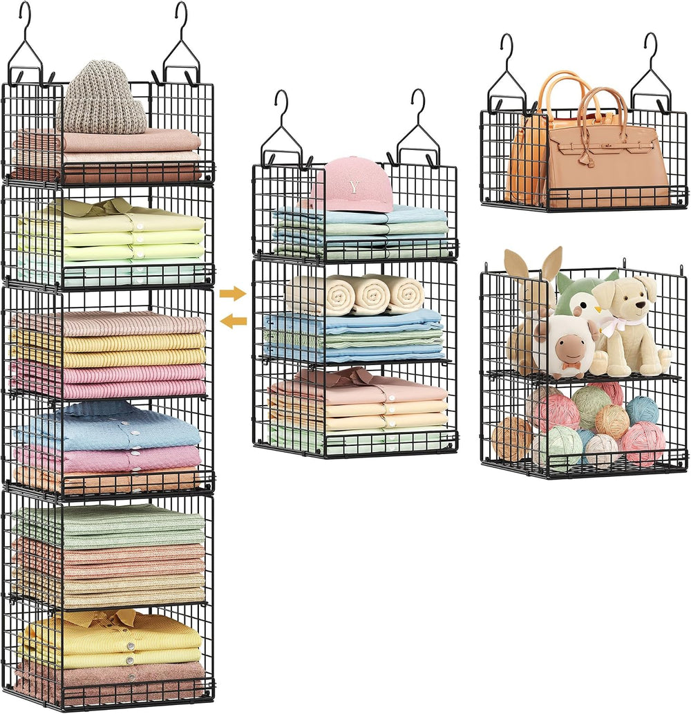 6 Tier Hanging Closet Organizers and Storage Stackable Hanging Closet Shelves...