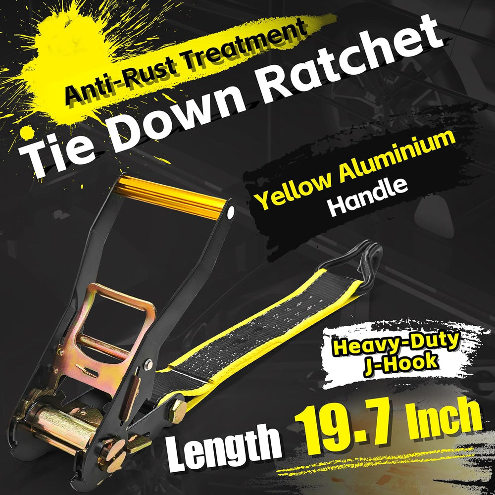 KJE Reflective Car Tie Down Straps for Trailers 4 Pack- Premium Tire Ratchet ...