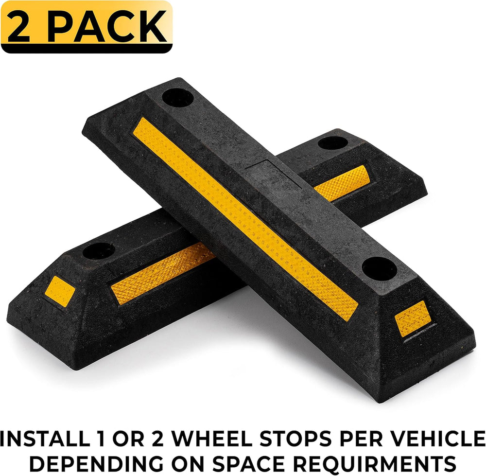ZONETECH Heavy Duty Rubber Parking Guide - 2 Pcs Premium Quality Durable Car ...