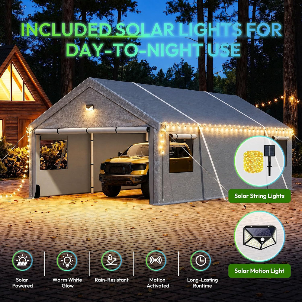 Heavy Duty Carport Canopy 13x25FT,Extra Large Portable Car Tent Garage with R...