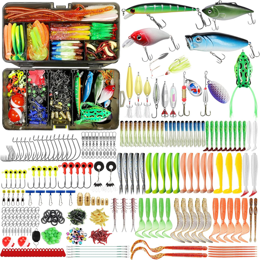 TRUSCEND Complete Fishing Lures - Tackle Box with Tackle Included - Crankbait...