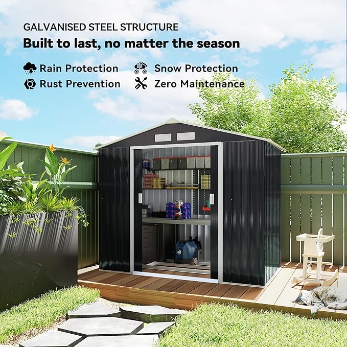 Outsunny 7' x 4' Outdoor Storage Shed, Garden Tool Metal Shed