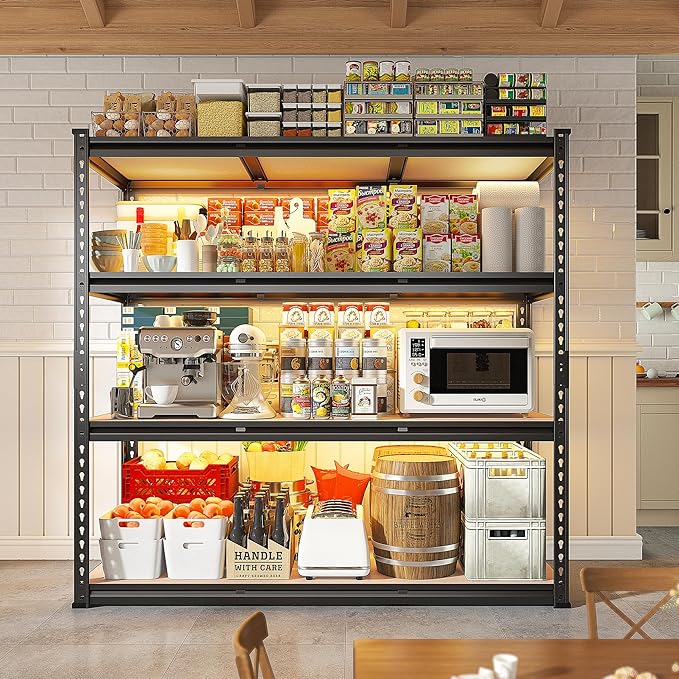REIBII 48.2" W Garage Shelving, Storage Shelves Load 2600LBS, 4-Tier Adj...