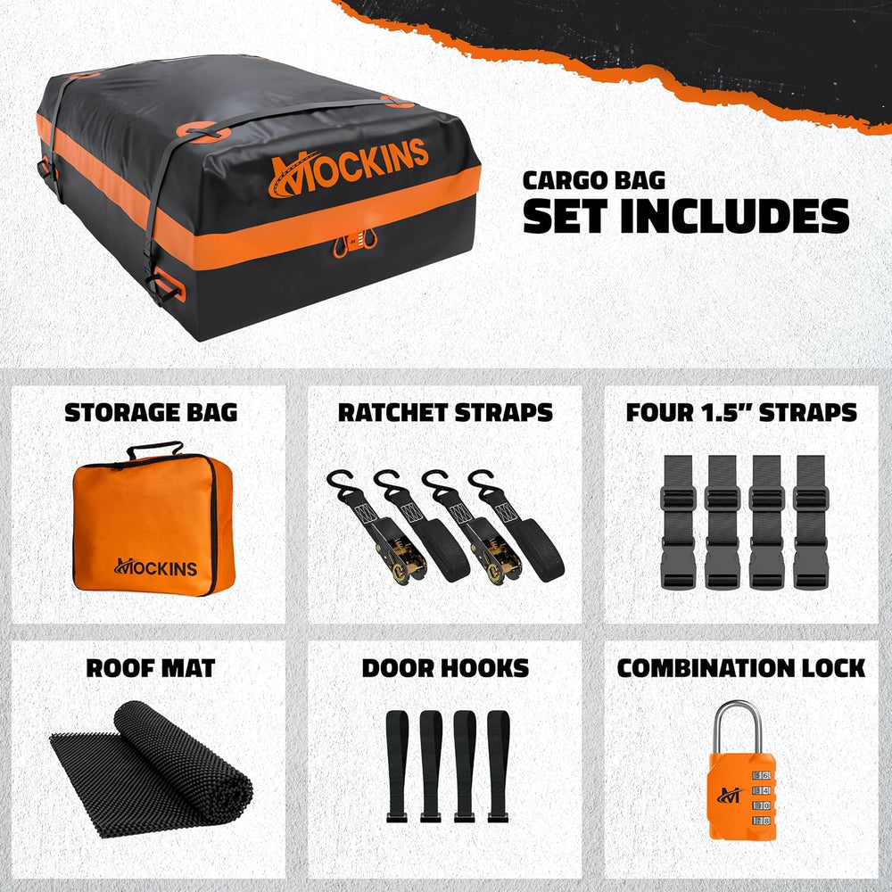 Mockins 30 Cu.Ft. All-Weather Rooftop Cargo Carrier Bag | 60"x43"x2...