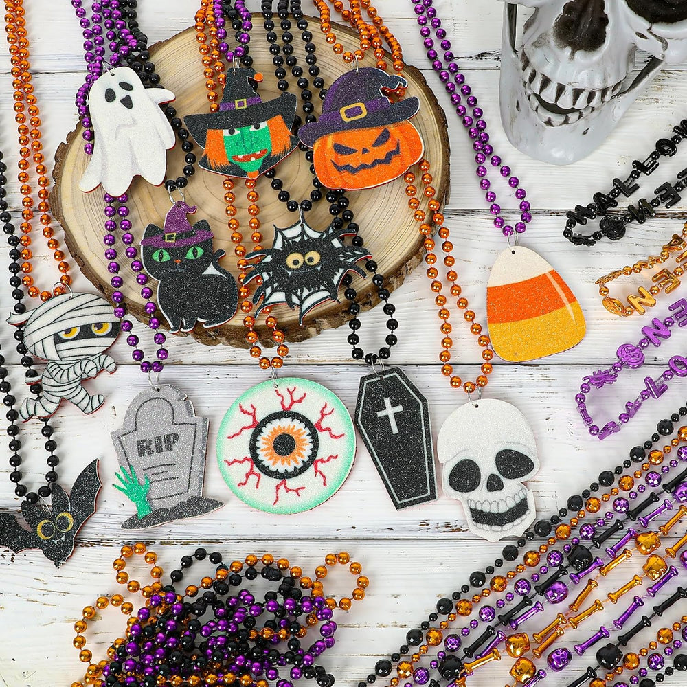 100PCS Halloween Necklaces Accessories, 24 Kinds Beads Party Favors Bulk