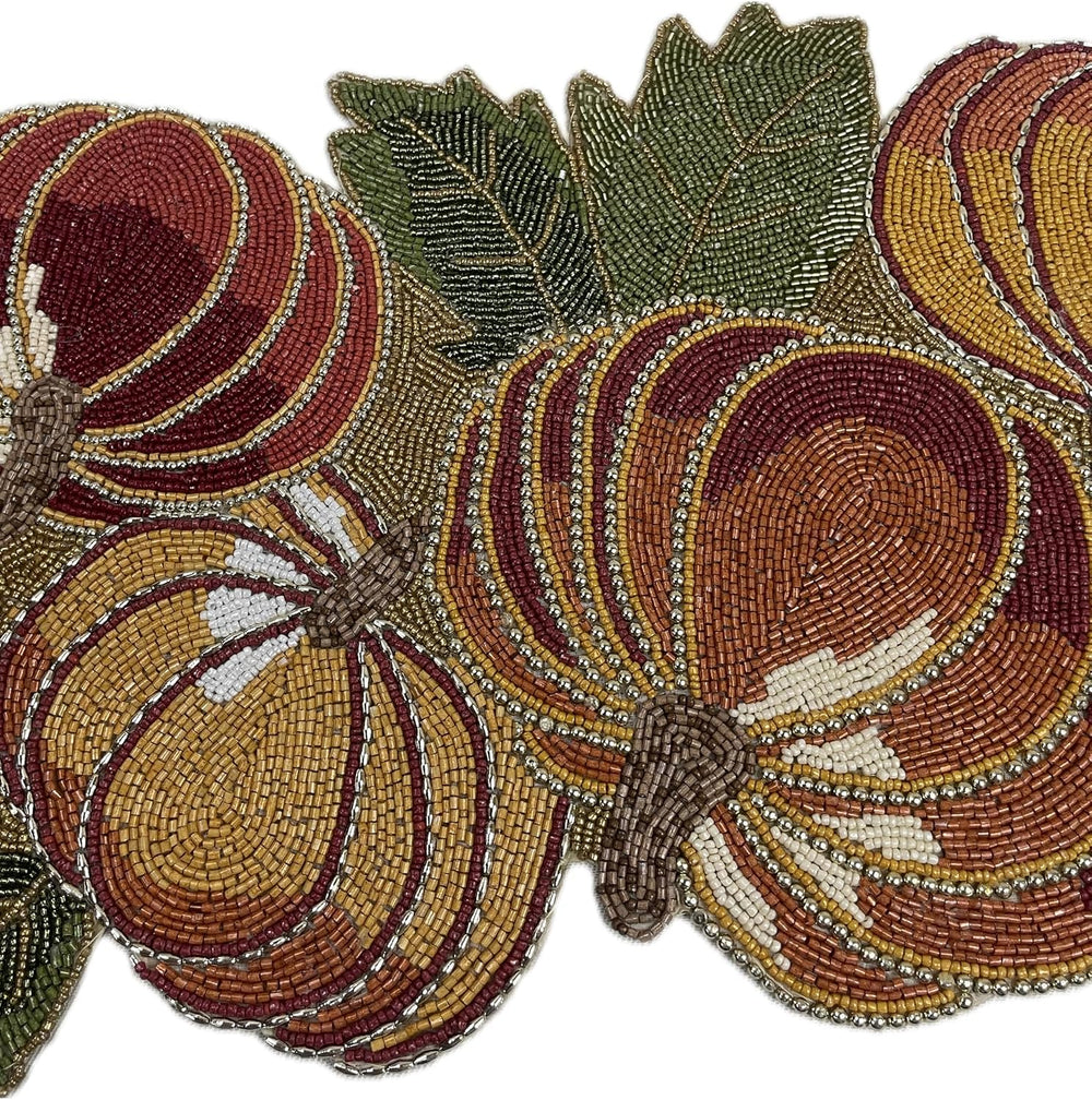 Thanksgiving Pumpkin Beaded Table Runner for Fall - Luxury Thanksgiving Decor...