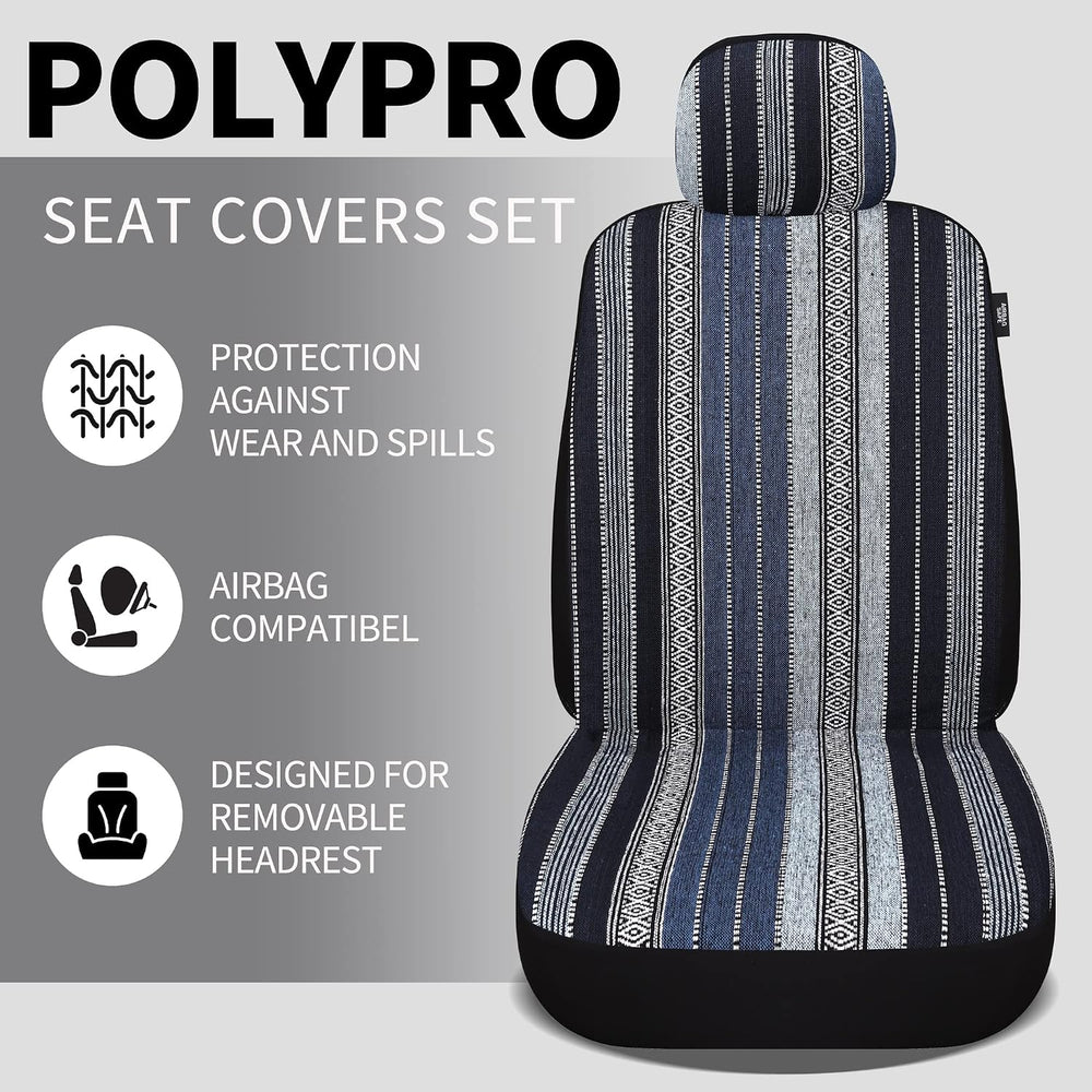 HAIYAOTIMES Baja Saddle Blanket Car Seat Covers Full Set with Seat Belt Pads,...