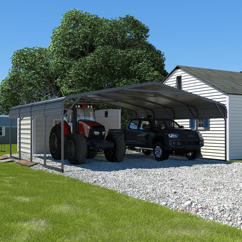 20'x20' Carport, Heavy Duty Metal Carport with Alloy Steel Roof, Car ...