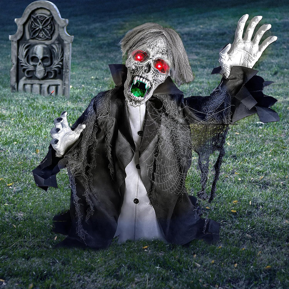 Halloween Animatronic Zombie Groundbreaker Decoration, 2.3 FT Motion & So...
