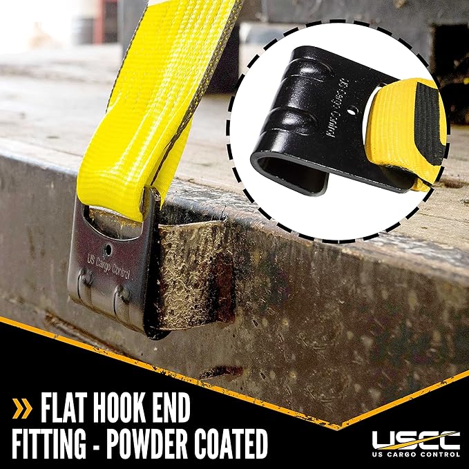 US Cargo Control 4 Inch x 11 Inch Fixed End, Zinc-Coated Ratchet and Black Fl...