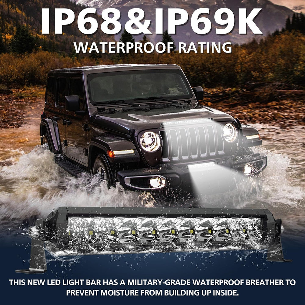 4WDKING Slim LED Light Bar 12 Inch Spot Flood Beam for Cars Trucks ATV UTV