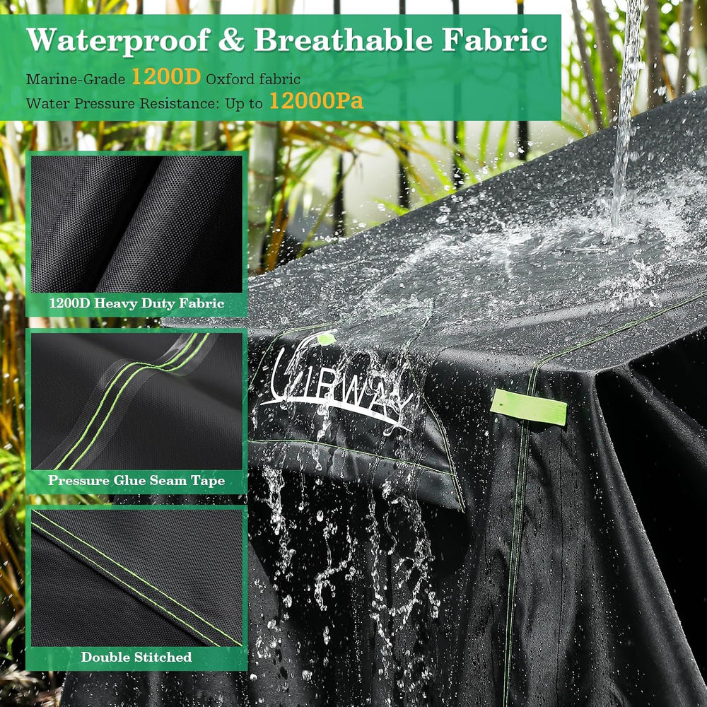 UIRWAY 1200D Heavy Duty Waterproof V-Hull Boat Cover, 14-16ft Trailerable wit...