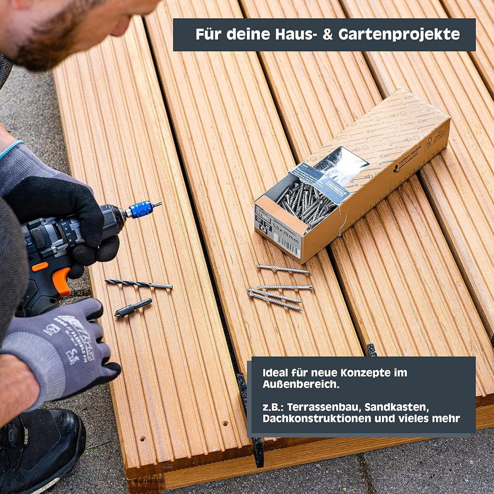 HELPMATE Terrace Screws 5 x 50 Stainless Steel A2 Rustproof - Pack of 50 Plan...