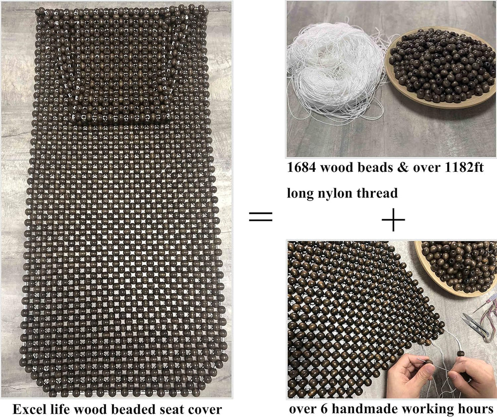 Natural Wood Beaded Seat Cover Massaging Cooling Cushion for Car Truck. Keeps...