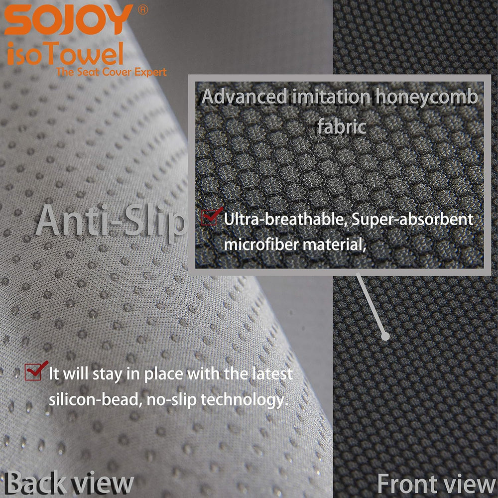 Sweat-Proof Front Car Seat Towel Cover for Gym, Beach, Universal Fit, Black
