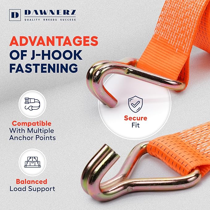 Ratchet Straps with Double J Hook 4 inch X 40 ft