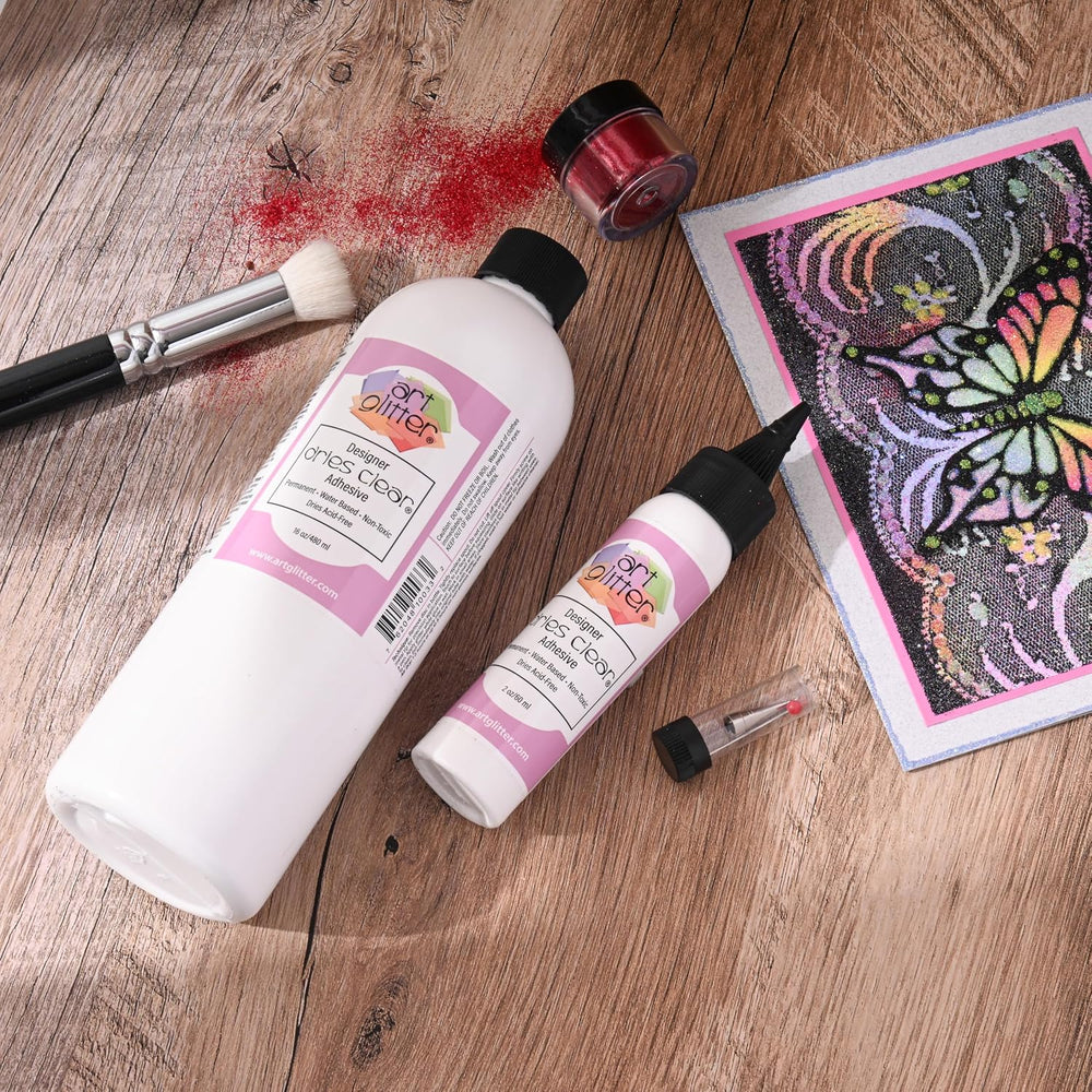 Art Institute Glitter Dries Clear Glue Kit, 16oz & 2oz with Metal Tip &am...